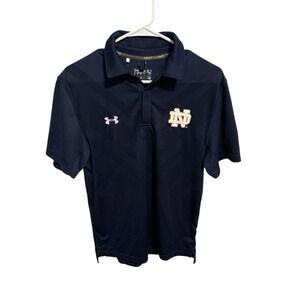 Notre Dame Fighting Irish Shirt Mens Blue NCAA Football Under Armour Polo Medium